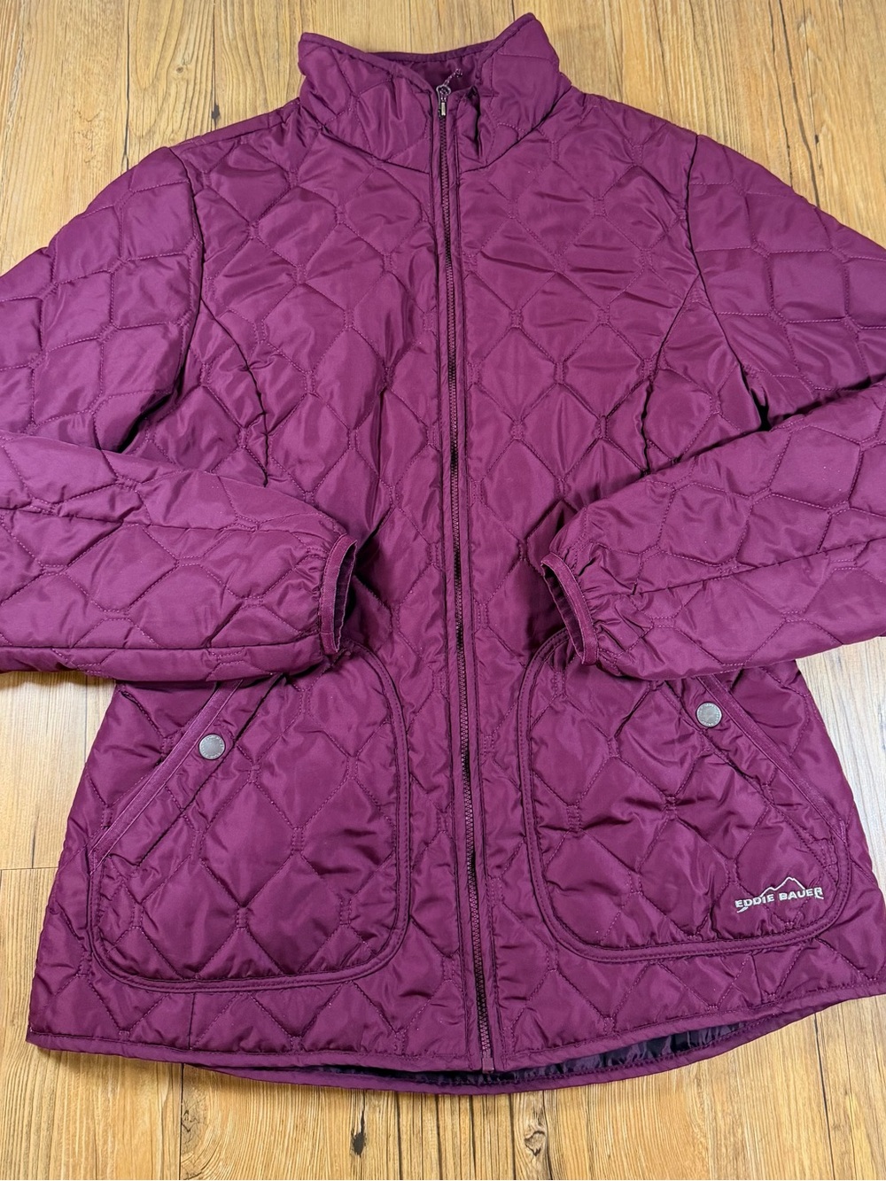 Eddie Bauer Womens M Plum Quilted Insulated Jacket Full Zip Lightweight Coat